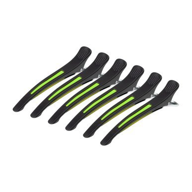 Kappersclips voor haar neon mix E-13, 6 stuks van 11,5 cm voor knippen, kleuren en stylen in salon en barbershop