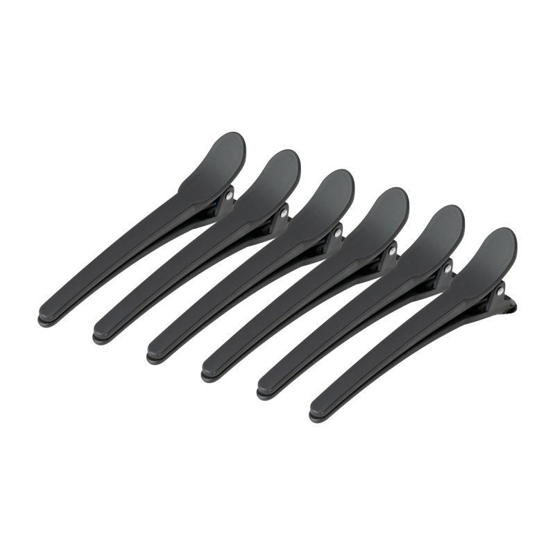 Professionele kappersclips voor haar E-17, 10 stuks van 10,5 cm in zwart voor knippen, kleuren en stylen in de kapsalon Professionele kappersclips voor haar E-17, 10 stuks van 10,5 cm in zwart voor knippen, kleuren en stylen in de kapsalon
