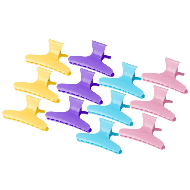 Kappersclips voor haar, krabclips in kleurmix, model E-47, 12 stuks van 8,2 cm voor knippen, kleuren en stylen in de kapsalon Kappersclips voor haar, krabclips in kleurmix, model E-47, 12 stuks van 8,2 cm voor knippen, kleuren en stylen in de kapsalon