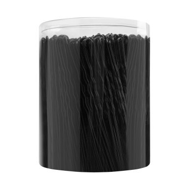 Kappersspelden voor haar E-65, 300 stuks van 7 cm, zwart voor professioneel gebruik in kapsalon en barbershop