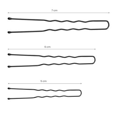 Kappersspelden voor haar E-65, 300 stuks van 7 cm, zwart voor professioneel gebruik in kapsalon en barbershop