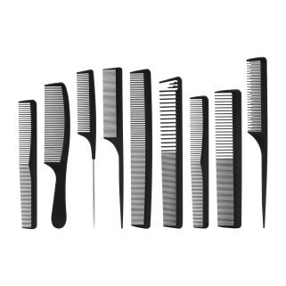 Carbonkammenset N-20 met 9 stuks voor knippen en styling, voor dagelijks professioneel gebruik in kapsalon en barbershop