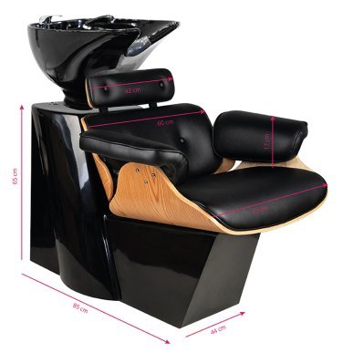 Barber wasunit Gabbiano Florence zwart-walnoot voor kapsalon, barbershop, haarwassen, styling en dagelijkse klantservice
