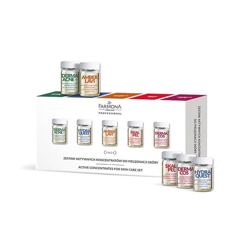 Set actieve concentraten voor huidverzorging Farmona 10 x 5 ml voor professionele salonverzorging en beautyverkoop Set actieve concentraten voor huidverzorging Farmona 10 x 5 ml voor professionele salonverzorging en beautyverkoop