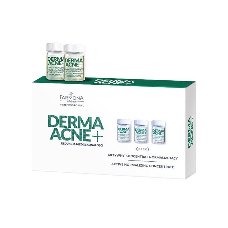 Normaliserend concentraat Farmona Derma Acne+ actief 5x5 ml voor professionele gezichtsverzorging en beautybehandelingen