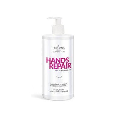 Hydraterende handsorbet Farmona Hands Repair 500 ml voor professionele handverzorging en comfortabele salonapplicatie