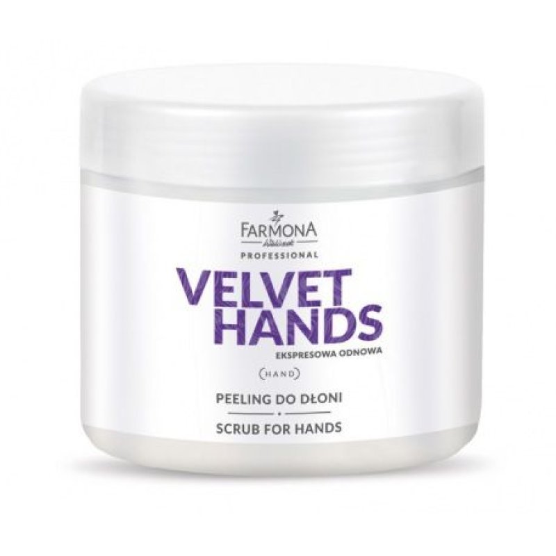 Handpeeling Farmona Velvet Hands 550 g voor professionele handverzorging in salon en beautyretail met comfortabele applicatie Handpeeling Farmona Velvet Hands 550 g voor professionele handverzorging in salon en beautyretail met comfortabele applicatie