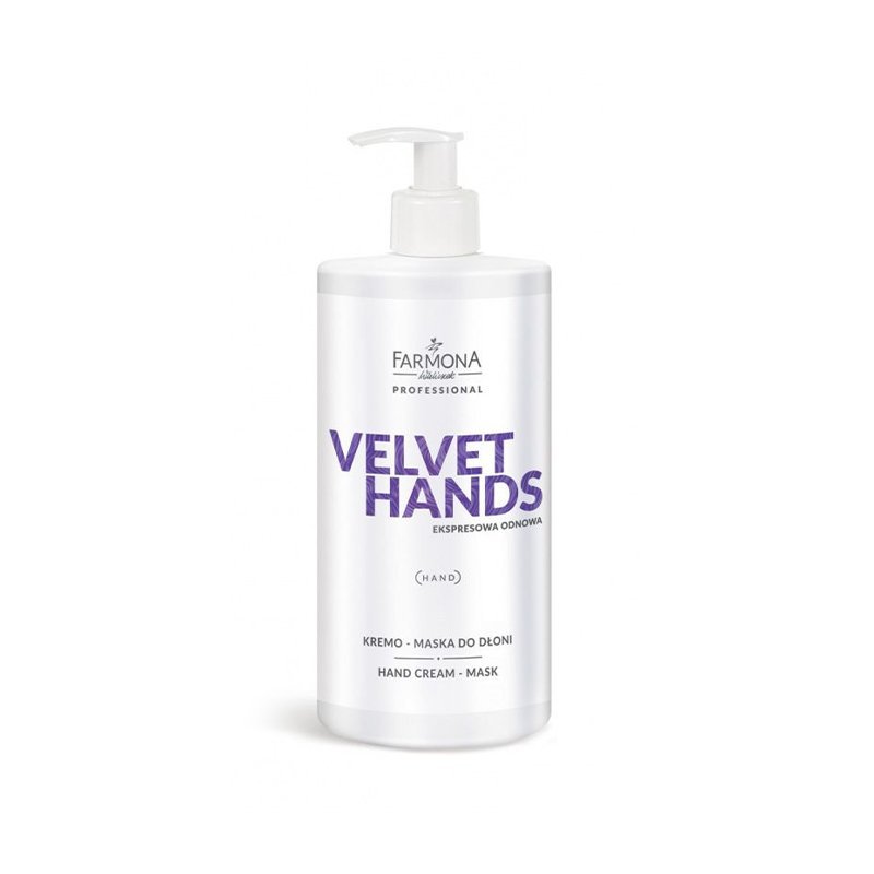 Handcrème-masker Farmona Velvet Hands 500 ml voor professionele handverzorging en comfortabele salonapplicatie Handcrème-masker Farmona Velvet Hands 500 ml voor professionele handverzorging en comfortabele salonapplicatie