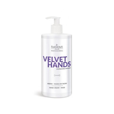 Handcrème-masker Farmona Velvet Hands 500 ml voor professionele handverzorging en comfortabele salonapplicatie