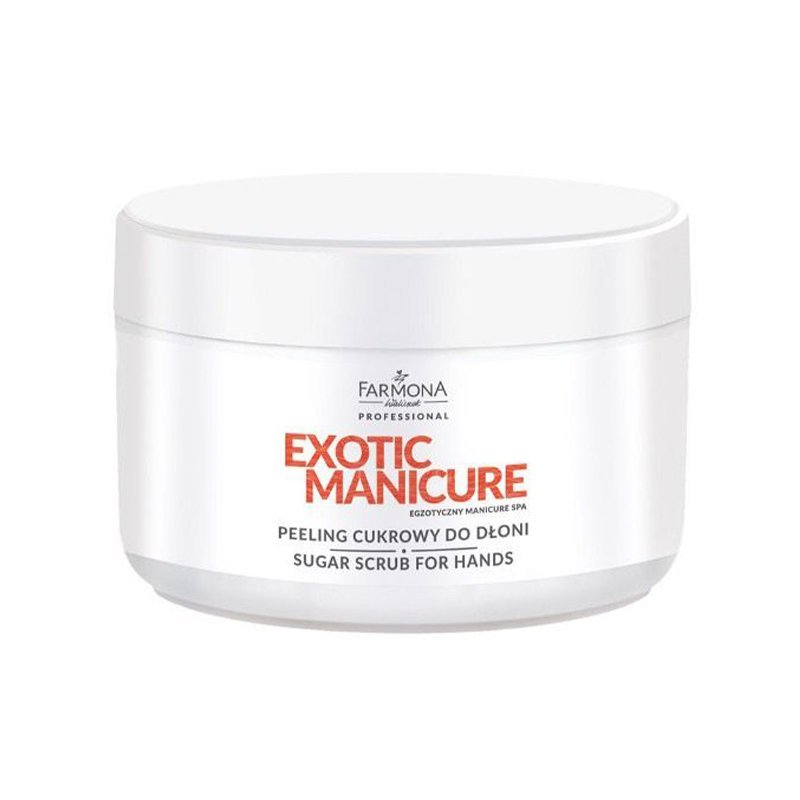 Suiker handpeeling Farmona Exotic Manicure 300 g voor professionele handverzorging en comfortabele applicatie in de salon Suiker handpeeling Farmona Exotic Manicure 300 g voor professionele handverzorging en comfortabele applicatie in de salon