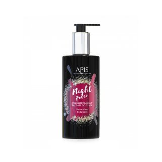 Verhelderende bodylotion Apis Night Fever met gouden deeltjes voor professionele lichaamsverzorging in salon en thuis, 300 ml