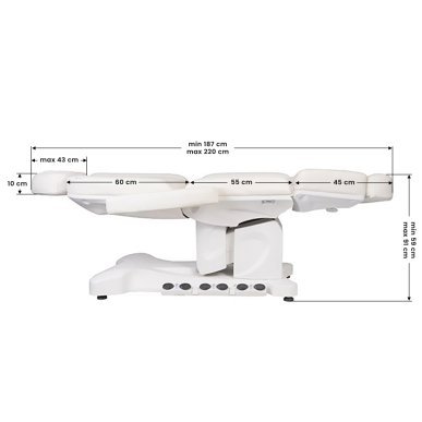 Elektrische behandelstoel Azzurro 708B Exclusive met 4 motoren en verwarming voor professionele salons en beautybehandelingen