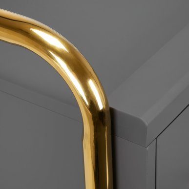 Kappers trolley Gabbiano Solo goud-grijs met laden en legplanken voor professionele organisatie en mobiel salonwerk