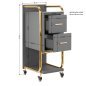 Kappers trolley Gabbiano Solo goud-grijs met laden en legplanken voor professionele organisatie en mobiel salonwerk Kappers trolley Gabbiano Solo goud-grijs met laden en legplanken voor professionele organisatie en mobiel salonwerk