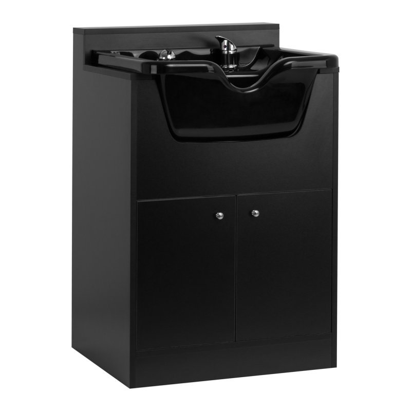 Professionele barber wasunit Gabbiano BB06 zwart voor kapsalon, barbershop en verzorgde salonservice met nette werkruimte