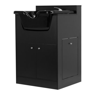 Professionele barber wasunit Gabbiano BB06 zwart voor kapsalon, barbershop en verzorgde salonservice met nette werkruimte