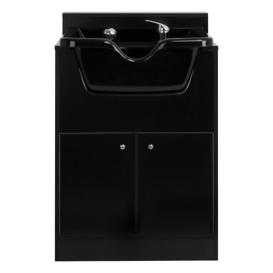 Professionele barber wasunit Gabbiano BB06 zwart voor kapsalon, barbershop en verzorgde salonservice met nette werkruimte