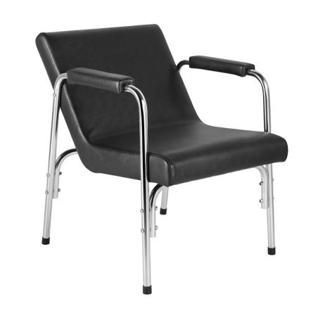 Kappersstoel voor wasunit Gabbiano zwart met synthetisch leer en duurzame schuimvulling voor saloncomfort
