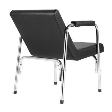 Kappersstoel voor wasunit Gabbiano zwart met synthetisch leer en duurzame schuimvulling voor saloncomfort