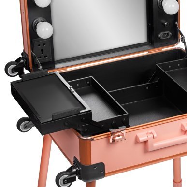 Mobiele beautycase met werkstation T-27 roségoud voor professioneel salonwerk en mobiele beautydiensten bij klanten