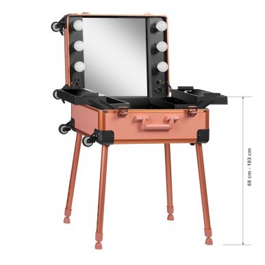 Mobiele beautycase met werkstation T-27 roségoud voor professioneel salonwerk en mobiele beautydiensten bij klanten