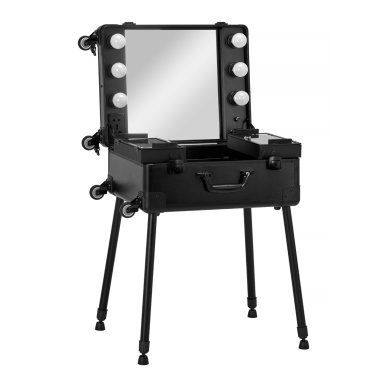Mobiele beautycase met werkstation T-27 voor professioneel salonwerk, zwarte uitvoering voor vaste en mobiele beautydiensten