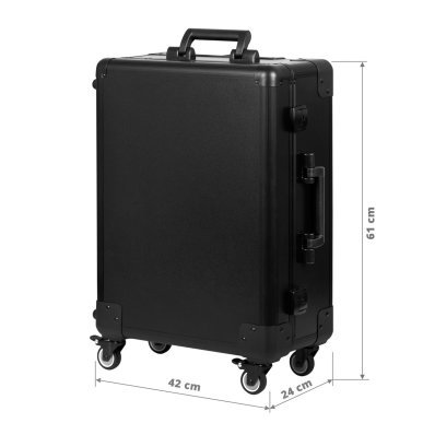 Mobiele beautycase met werkstation T-27 voor professioneel salonwerk, zwarte uitvoering voor vaste en mobiele beautydiensten