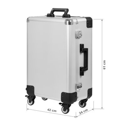 Mobiele beautycase met werkstation T-27 zilver voor professionele saloninrichting en praktische mobiele beautyservice