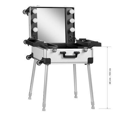 Mobiele beautycase met werkstation T-27 zilver voor professionele saloninrichting en praktische mobiele beautyservice