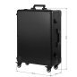 Mobiele beautycase met zwarte speakers voor professioneel salonwerk en mobiele beautyservice als praktisch werkstation
