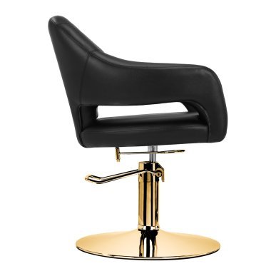 Professionele kappersstoel Parma van Gabbiano goud-zwart met hydraulische lift voor inrichting van beautysalons