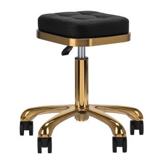 Cosmetische kruk M-1645 zwart-goud voor professionele saloninrichting en comfortabele klantbehandeling en werkcomfort