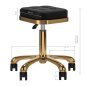 Cosmetische kruk M-1645 zwart-goud voor professionele saloninrichting en comfortabele klantbehandeling en werkcomfort