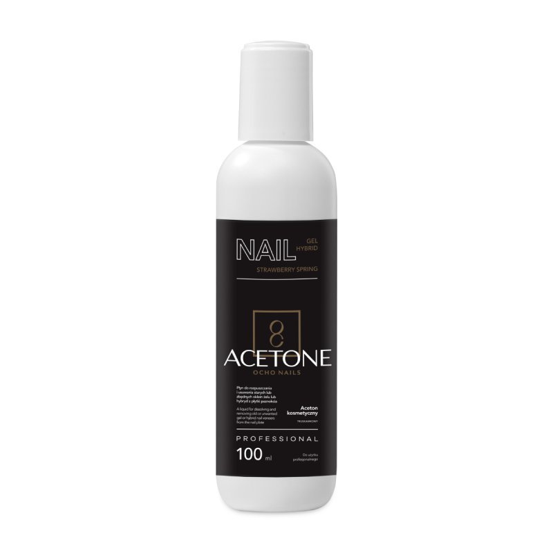 Aceton aardbei Ocho Nails 100 ml voor manicure, nagellakwerk en professioneel gebruik in de salon, praktisch formaat