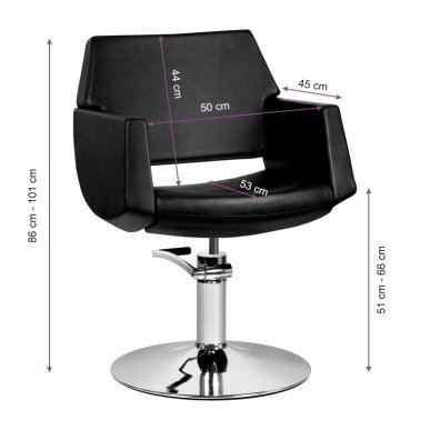 Professionele kappersstoel Santiago van Gabbiano zwart voor comfortabele klantbehandeling en nette saloninrichting