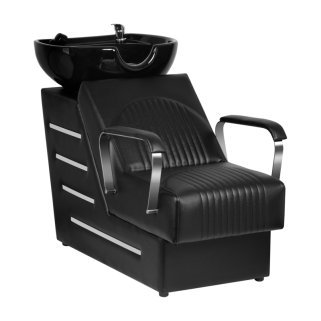 Professionele kapperswasunit Orlean van Gabbiano, zwart, voor klantbehandeling, werkcomfort en een nette saloninrichting