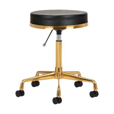 Professionele cosmetische kruk H4 zwart-goud voor dagelijks ergonomisch werken in salon, praktijk en behandelruimte