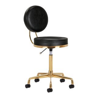 Cosmetische kruk H5 in zwart-goud voor salon, praktijk en behandelruimte met comfort en ergonomie voor dagelijks gebruik