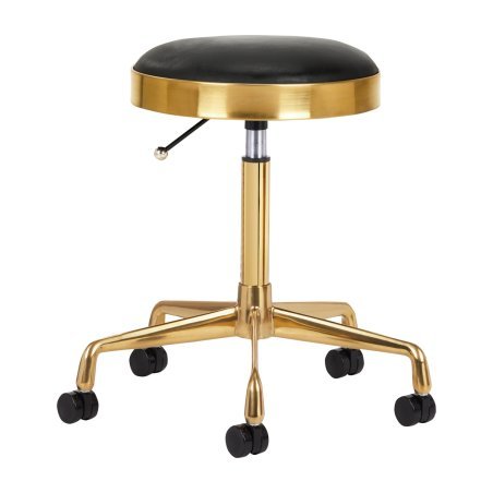 Cosmetische kruk H7 zwart-goud voor professioneel gebruik in salon, praktijk en behandelruimte met ergonomisch zitcomfort