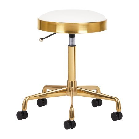 Cosmetische kruk wit-goud H7 voor salon, praktijk en behandelruimte met ergonomisch comfort en stabiele ondersteuning
