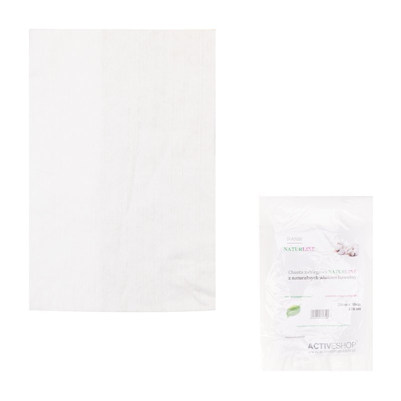 Katoenen cosmetische doek Naturline 20 x 30 cm, 100 stuks voor make-up verwijderen, huidreiniging en salonbehandelingen