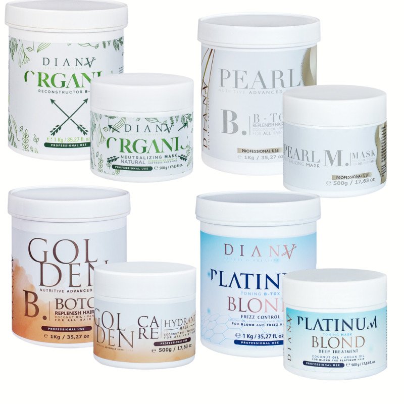 Hair Reconstruction Set 4x1000ml – Organic, Platinum, Pearl, Golden, Anti-Frizz and Repair