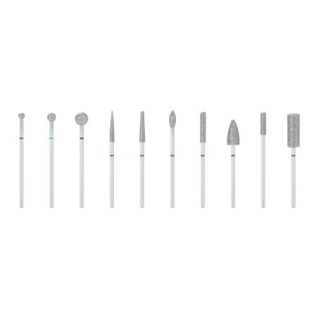 Set diamant nagelfreesbits 10 st. voor manicure en pedicure, professionele bitset voor nauwkeurig werk in de salon