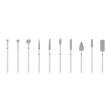 Set diamant nagelfreesbits 10 st. voor manicure en pedicure, professionele bitset voor nauwkeurig werk in de salon