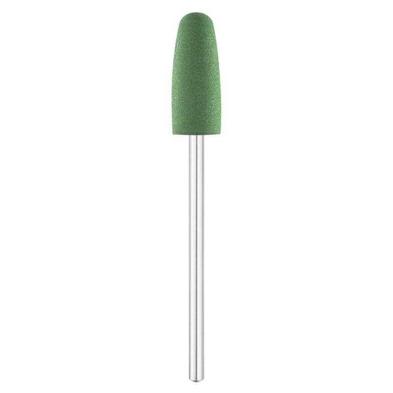 Nagelfreesbit van rubber, groene afgeronde cilinder Exo Ø8 mm markering 400 voor manicure en pedicure in salon en praktijk