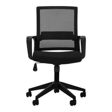 Professionele zwarte bureaustoel QS-11 voor salon en praktijk met focus op werkcomfort, stabiliteit en ergonomie