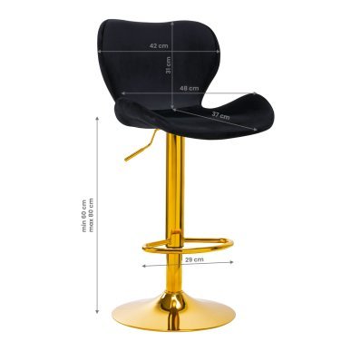 Professionele fluwelen barstoel 4Rico QS-B15 met verstelbare hoogte voor salon, praktijk en behandelruimte