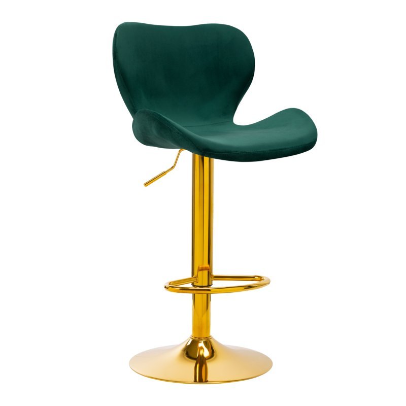 Professionele barstoel 4Rico QS-B15 in groen fluweel met verstelbare hoogte voor salon, praktijk en behandelruimte