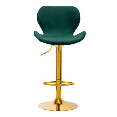 Professionele barstoel 4Rico QS-B15 in groen fluweel met verstelbare hoogte voor salon, praktijk en behandelruimte