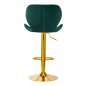 Professionele barstoel 4Rico QS-B15 in groen fluweel met verstelbare hoogte voor salon, praktijk en behandelruimte